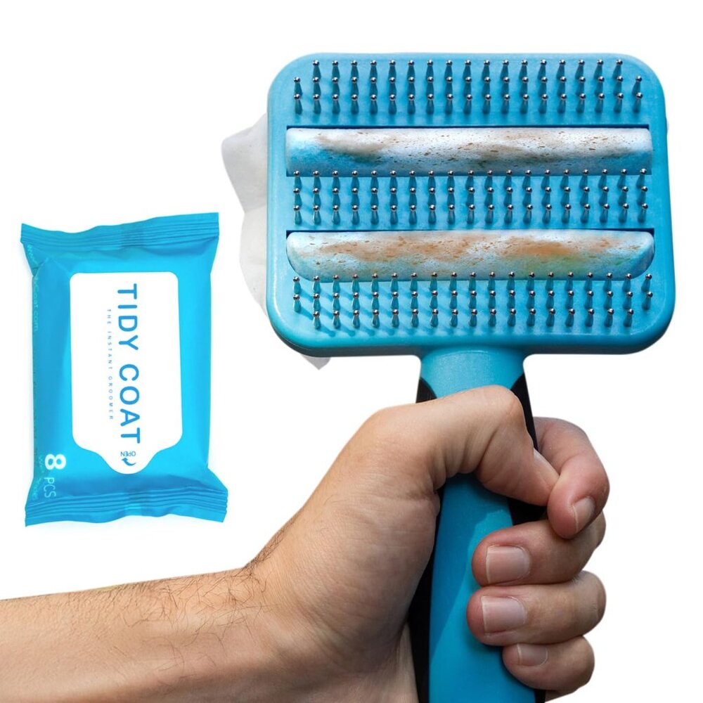 Tidy Coat Wet Wipe Dog Brush, Dog Grooming, Dog Accessories, - Picture 1 of 8